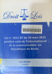 Droit & lois : Loi n°2015-07 du 20 mars 2015 portant code de l'information et de la communication en république du Bénin. vignette